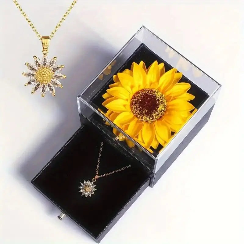Sunflower Necklace Gift Set Luxury Necklaces with Gift Box for Girlfriend