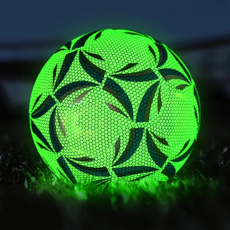 Shiny Fluorescent Green Soccer Ball Wearable PU Size 5
