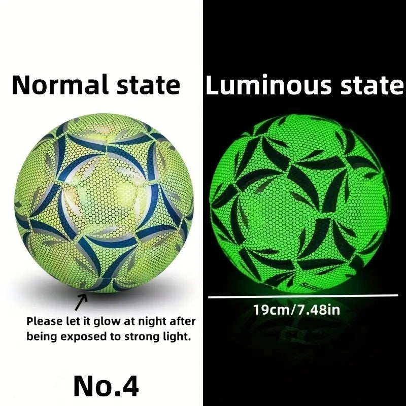 Shiny Fluorescent Green Soccer Ball Wearable PU Size 5