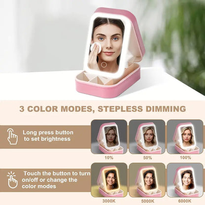 Compact Makeup Bag With LED Mirror, Rechargeable Makeup Mirror with Touch,  Ideal Gift for Her, Home & Travel Use