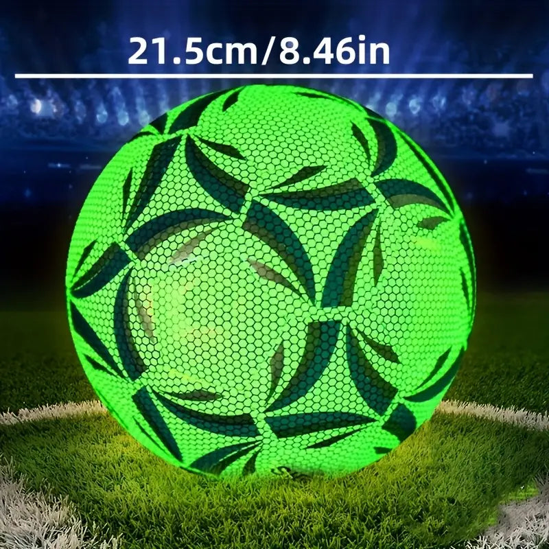 Shiny Fluorescent Green Soccer Ball Wearable PU Size 5