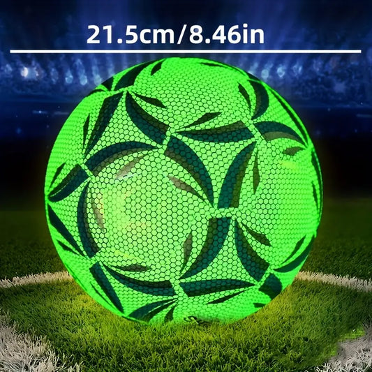 Shiny Fluorescent Green Soccer Ball Wearable PU Size 5