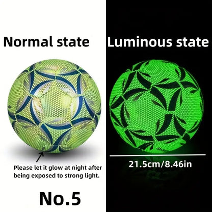 Shiny Fluorescent Green Soccer Ball Wearable PU Size 5
